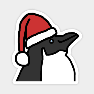 Portrait of a Christmas Penguin in Santa Hat Magnet