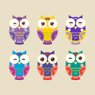 Bright colorful owls  4) T-Shirt