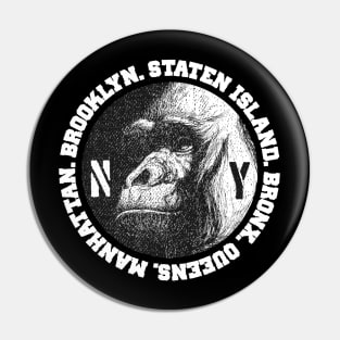 Brooklyn, Staten Island, Bronx, Queens, Manhattan, The Five Boroughs New York Gorilla. Pin