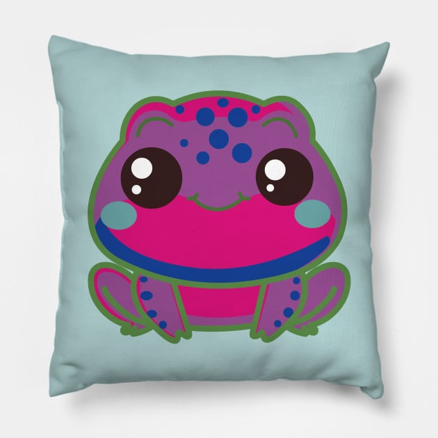 Bi Pride Frog | Cute Design with Bisexual Flag Colors Pillow by pawsitronic