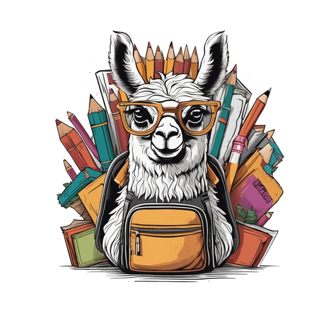 Llama at school, first second grade year, preschool, pre-k teacher design by Edgi