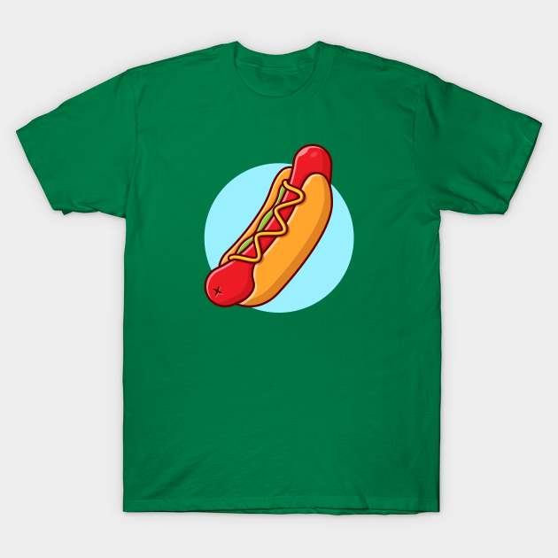 Discover Hotdog Cartoon Vector Icon Illustration (2) - Hotdog - T-Shirt