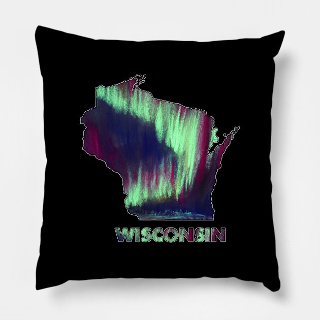 Wisconsin - Northern Lights Pillow by Anastasiya Malakhova