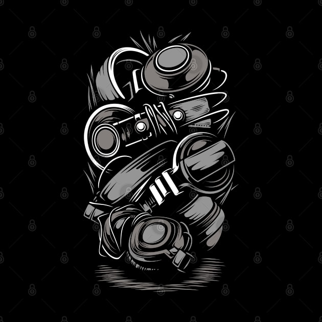 Music Lover ~ Stack of Headphones by 3rdStoryCrew