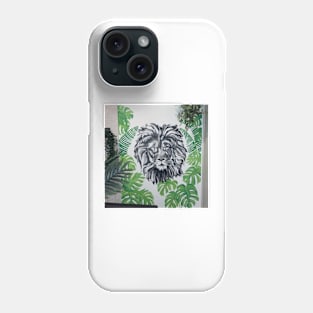 Lion profile and Botanical illustration Phone Case