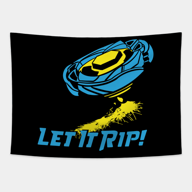 beyblade blue / yellow Tapestry by Lins-penseeltje