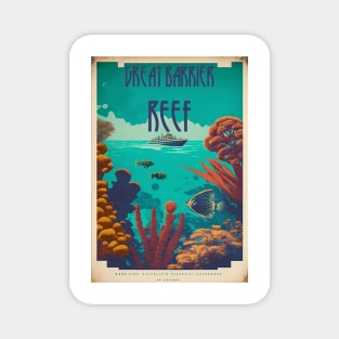 Great Barrier Reef Australia Vintage Travel Art Poster Magnet