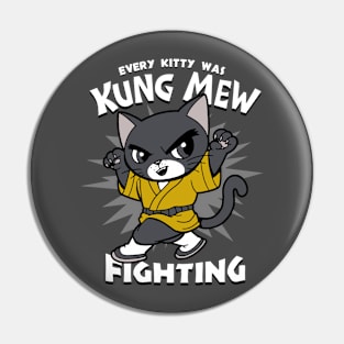 Funny Cute Retro Kung-fu Kitty Retro Meme Gift For Cat Lovers Pin