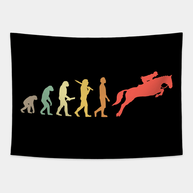 Retro Horse Riding Evolution Gift For Riders Tapestry by OceanRadar