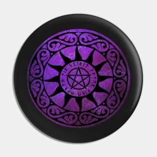 Five Elements Runic Magical Pentacle - Purple Version Pin