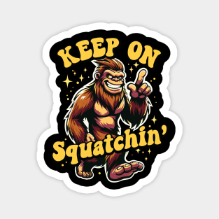 Gone Squatchin' Retro Bigfoot Hunter Graphic Magnet