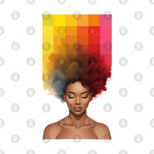 Rainbow Pixel Afro Art by DrumRollDesigns