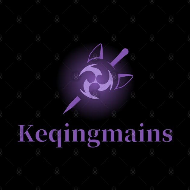 Keqing mains fan art for who mains Keqing with electro cat sword icon in electro purple gift by FOGSJ