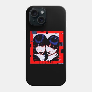 3D Effect Glitch Pixel Art Cybergoth Banged Twins Choke Phone Case