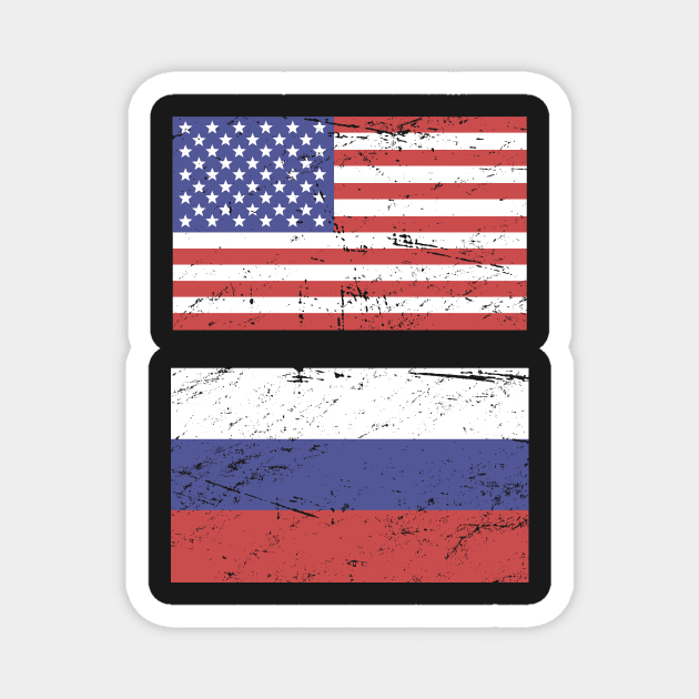 United States Flag & Russia Flag Magnet by MeatMan