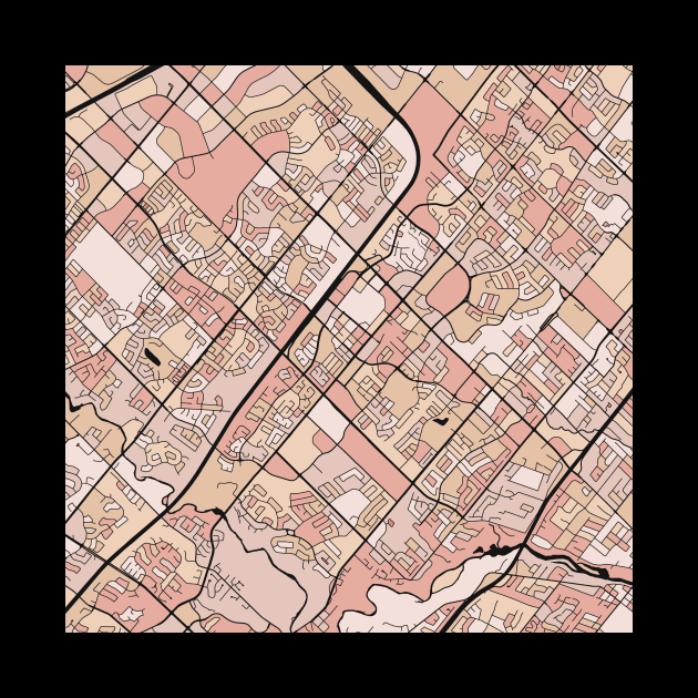 Mississauga Map Pattern in Soft Pink Pastels by PatternMaps
