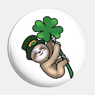 Lucky four leaf clover Saint Paddy Sloth Pin