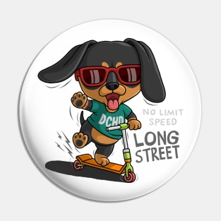 dachshund riding scooter Pin