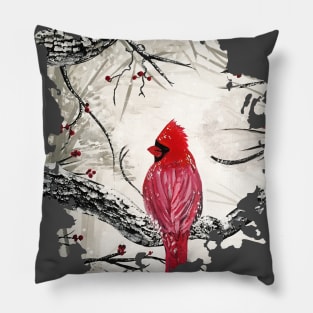 Red Robins Winter Pillow