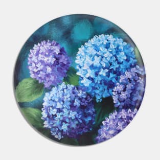 Botanical Nature Summer Garden Flower Painting Purple Blue Hydrangea Pin