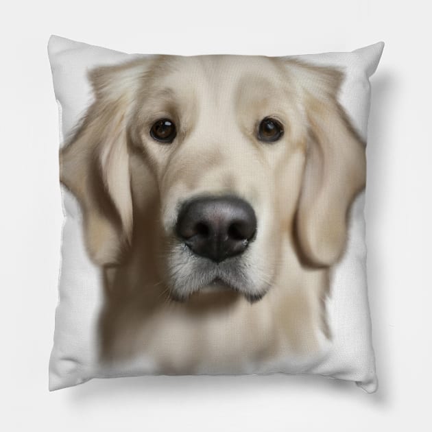 Cute Golden Retriever Drawing Pillow by Play Zoo