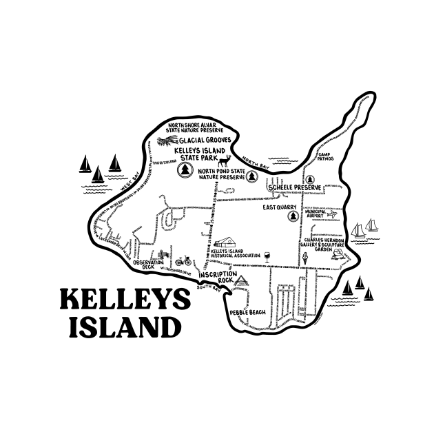 Kelleys Island Map by fiberandgloss