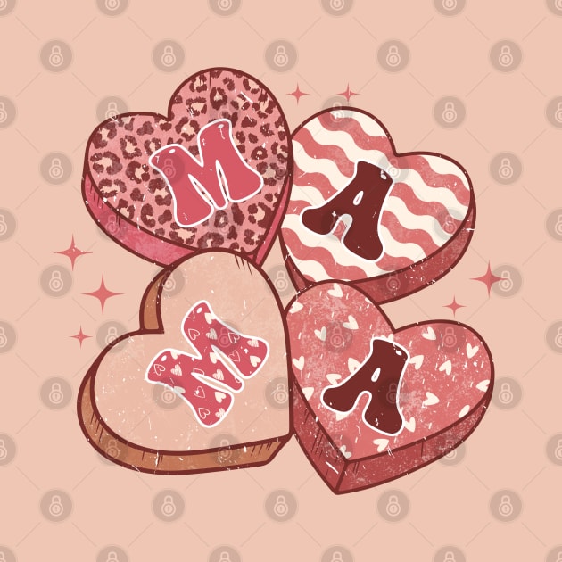 Retro Valentine Mama Heart Candy Pink Leopard Print by JDVNart