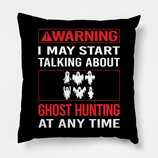 Red Warning Ghost Hunting Paranormal Pillow by Happy Life