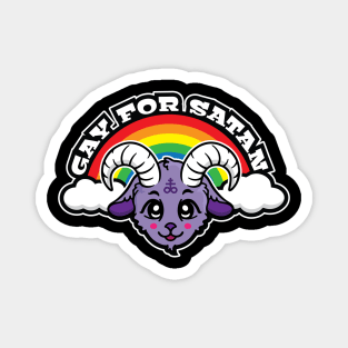 Gay for Satan - Rainbow Cute Baphomet Magnet