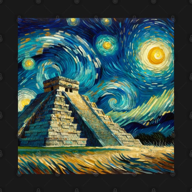 Chichen Itza Starry Night - Beautiful Iconic Places by Edd Paint Something