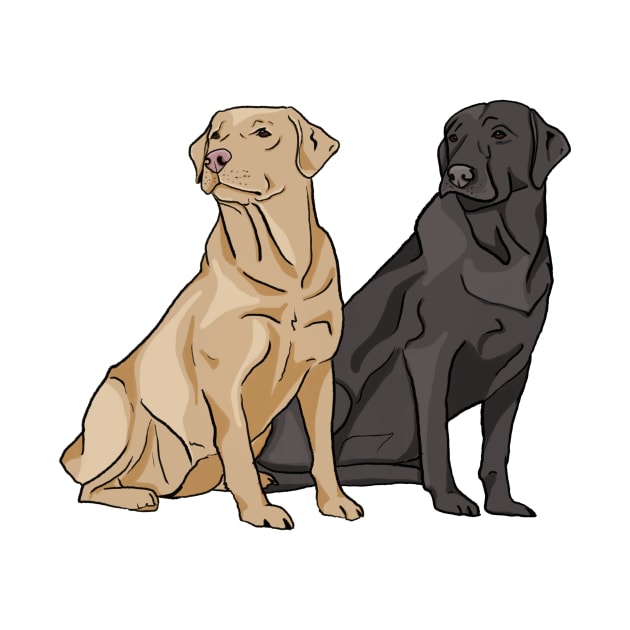 Two of a Kind - Black and Yellow Labs by themarementality