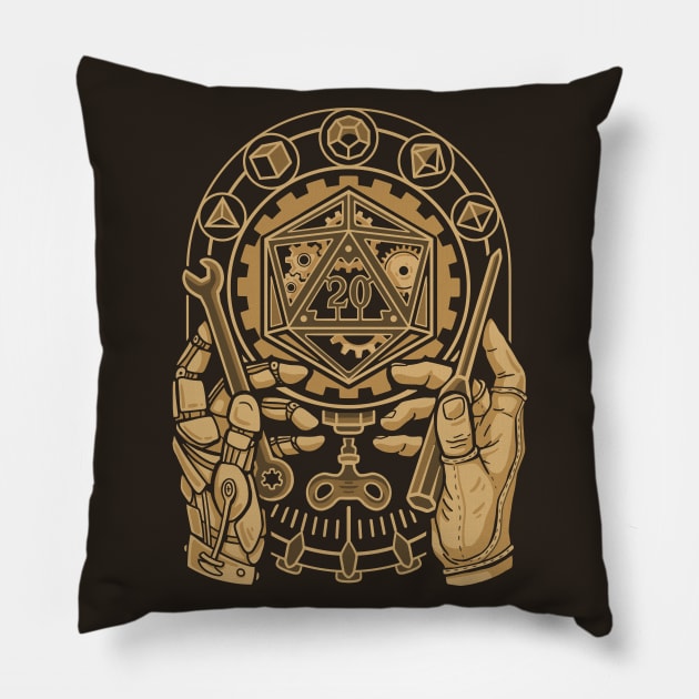 Clockwork D20 Pillow by MaratusFunk