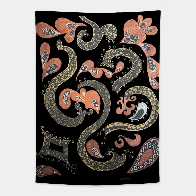 Snakes & Paisleys Tapestry by Barschall