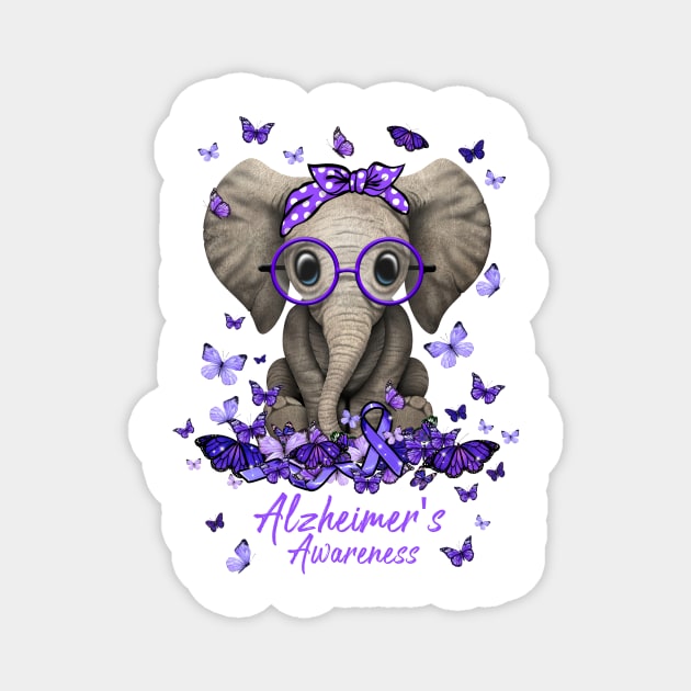 Alzheimer's Awareness Ribbon Elephant Magnet by osami