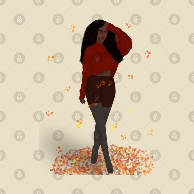 African American Girl in Autumn by LoveAmorArt