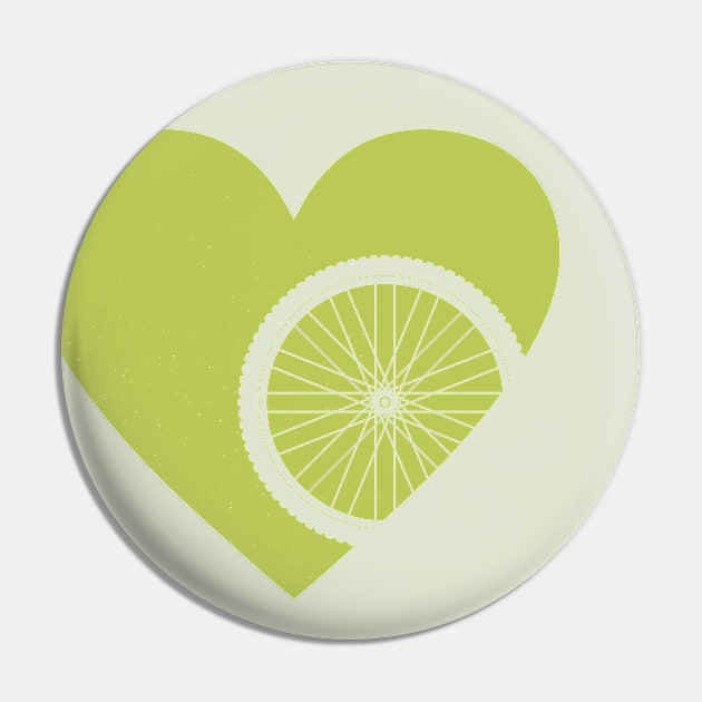 Heart with Mountain Bike Wheel for Cycling Lovers Pin by NeddyBetty