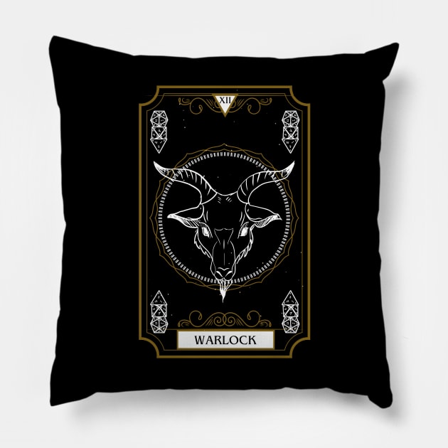 Warlock Dnd Tarot Card for Dungeons and Dragons Pillow by JaeSlaysDragons