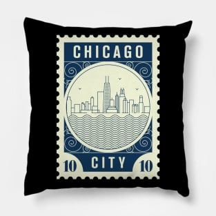 Chicago Stamp Design Pillow