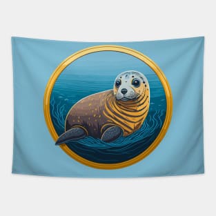 Harbor Seal Portrait Tapestry