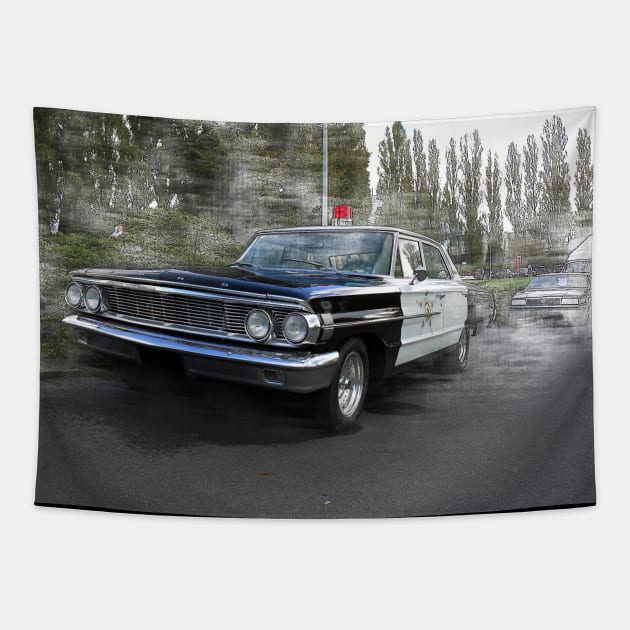 1964 Ford Galaxie 500, Police Car - 02 Tapestry by hottehue