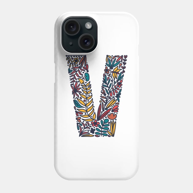 Tropical Letter V Phone Case by Cascade Patterns