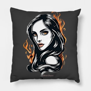 Beautiful Skull-Faced Girl Pillow