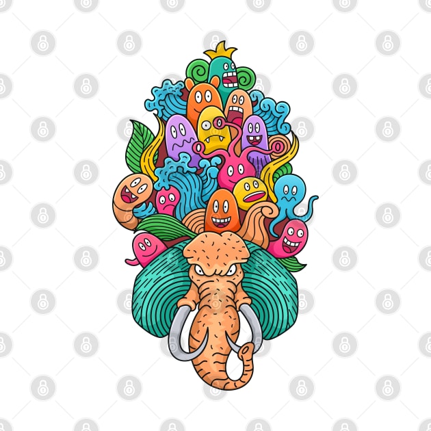 doodle monster character elephant by Mako Design 