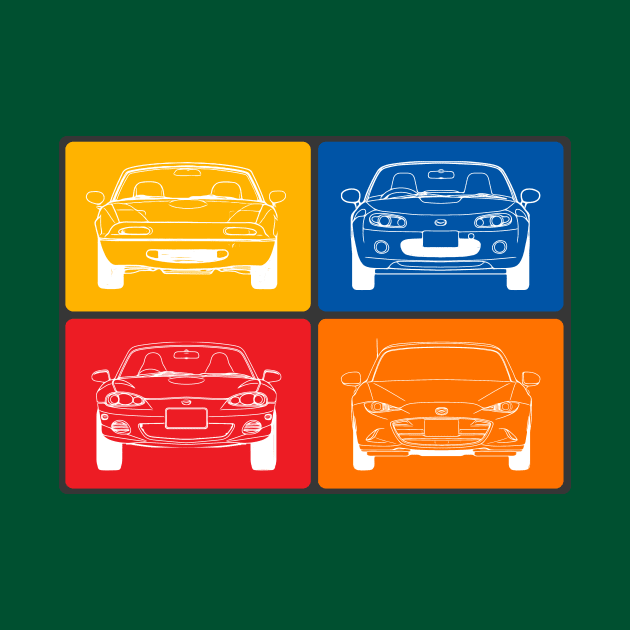 4 Generations of Miata by FurryBallBunny