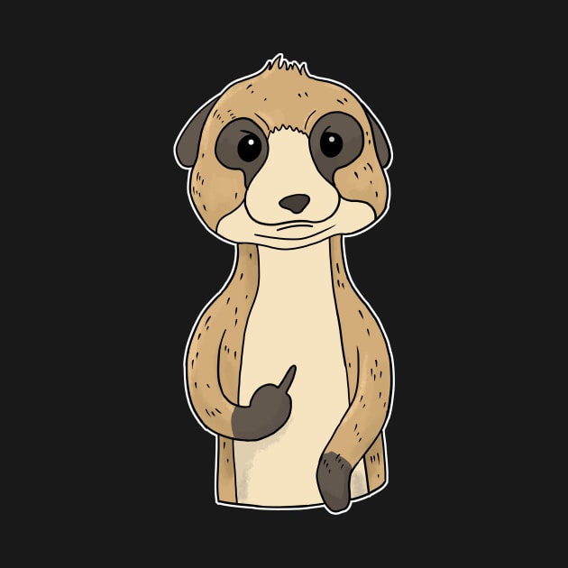 Grumpy Meerkat Holding Middle Finger by Mesyo