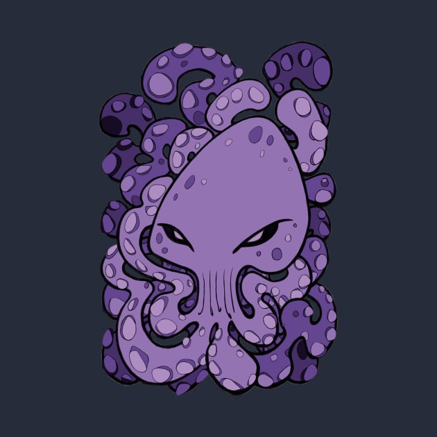 Octopus Squid Kraken Cthulhu Sea Creature - Ultra Violet Purple by BigNoseArt