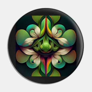 psychedelic fower&#39;s, green Pin