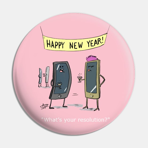 Funny New Years resolution Pin by CrowdenSatzCartoons