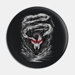 Wolf In Dark Clouds Pin