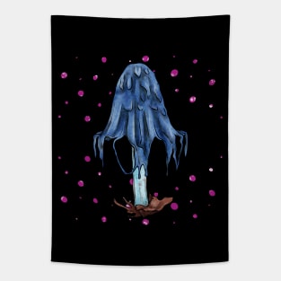 Inky cap mushroom, goth cartoon mycology Tapestry